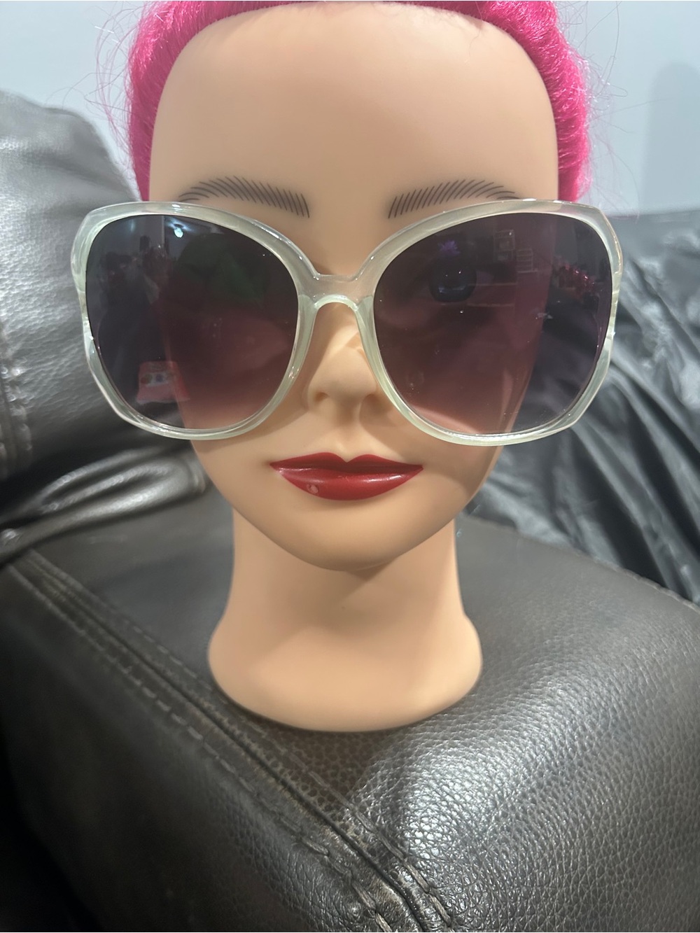 Clear Frame Oversized Women's Sunglasses - Gradient Smoke Lenses